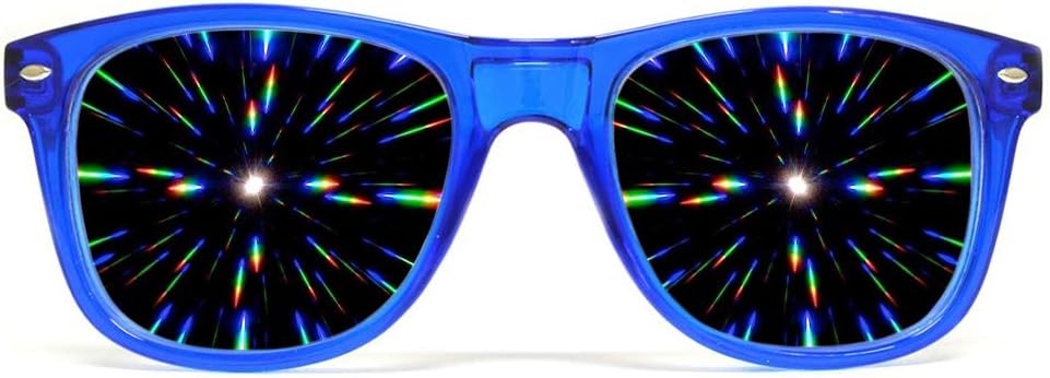 GloFX Ultimate Difrassation Glasses - Διαφανές μπλε - 3D Prism Rainbow Effect - Μεγάλη Edm, Φεστιβάλ, Συναυλία, Πυροτεχνήματα, Χριστουγεννιάτικα Φώτα, και Rave Accessory - Διαφανές Μπλε Πλαίσιο