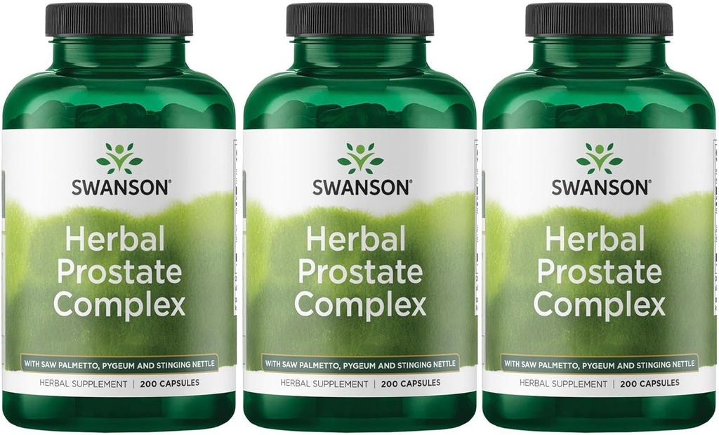 Swanson Herbal Prostate Complex - Men's Supplement - Features Pygeum, Saw Palmetto & Stinging Nettle - (200 Capsules) (3 Pack)