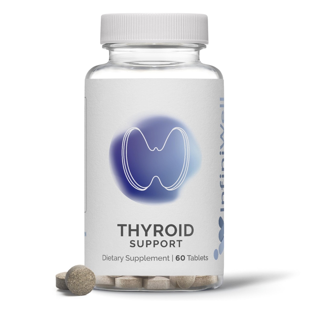InfiniWell Thyroid Support Complex - Στοχευμένη Thyroid συμπλήρωμα - Προώθηση Ορμονική Σήμανση, Μεταβολική Υγεία & Μιτοχονδριακή Παραγωγή Ενέργειας - με Ιώδιο, Σελήνιο & Περισσότερα (60 δισκία)