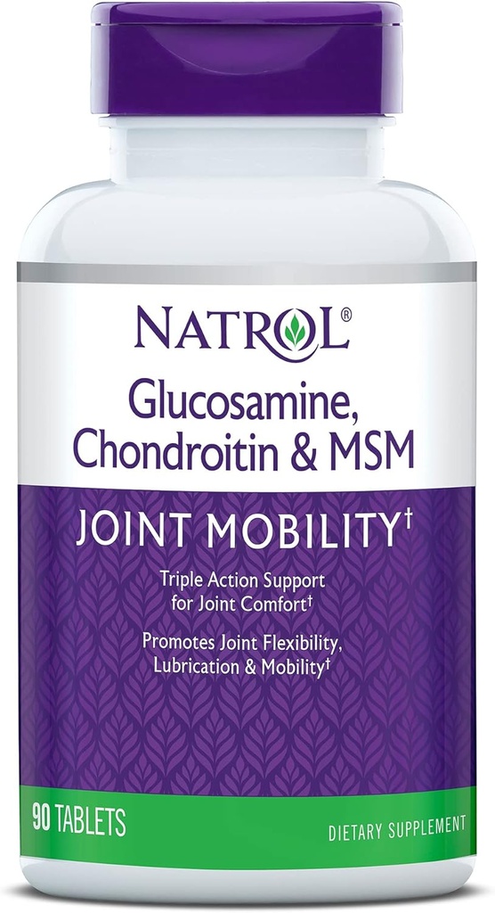 Natrol Glucosamine, Chondroitin και MSM, Κοινή Κινητικότητα, Δισκία, 90 Count (Pack of 12)