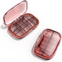 6 Compartment Travel Pill Box, Pill Organizer Moisture Proof Pill Case, Small Pill Box for Pocket Purse, Daily Portable Medicine Vitamin Box, Fish Oil Box, Supplement Box(Orange)