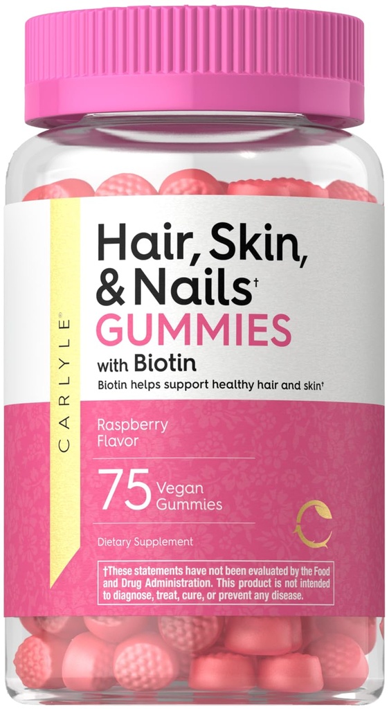 Carlyle δέρμα μαλλιών και νύχια Βιταμίνες 75 Gummies με Biotin και Collagen 
