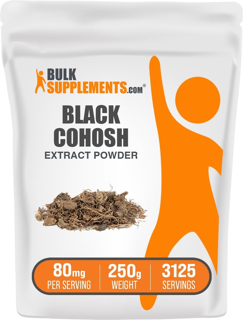 BulkSupplements.com Black Cohosh Extract Powder - από Black Cohosh Root, συμπλήρωμα βοτάνων - Vegan & Gluten Free, 80mg ανά Serving, 250g (8,8 oz) (Pack of 1)