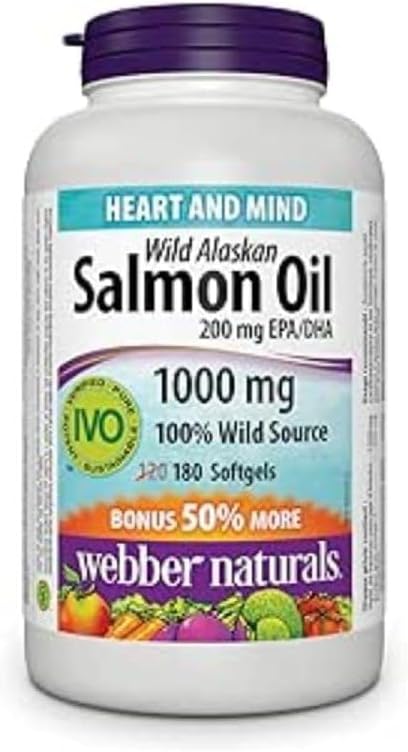 Webber Naturals Άγρια Αλάσκας Λάδι σολομού Softgel, 200mg 180 κόμης