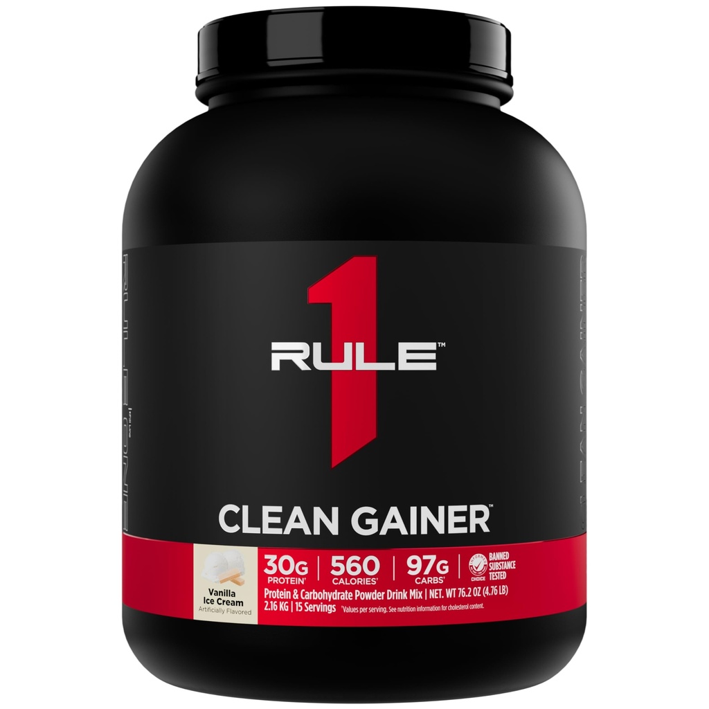 Κανόνας 1 Καθαρός Κεραυνός - High-Protein Lean Gain Formula με 560 θερμίδες, 30g πρωτεΐνης Full-Spectrum, Πάνω από 90g υδατάνθρακες, κάτω από 6g λίπους (15 Servings, Vanilla Ice Crème)
