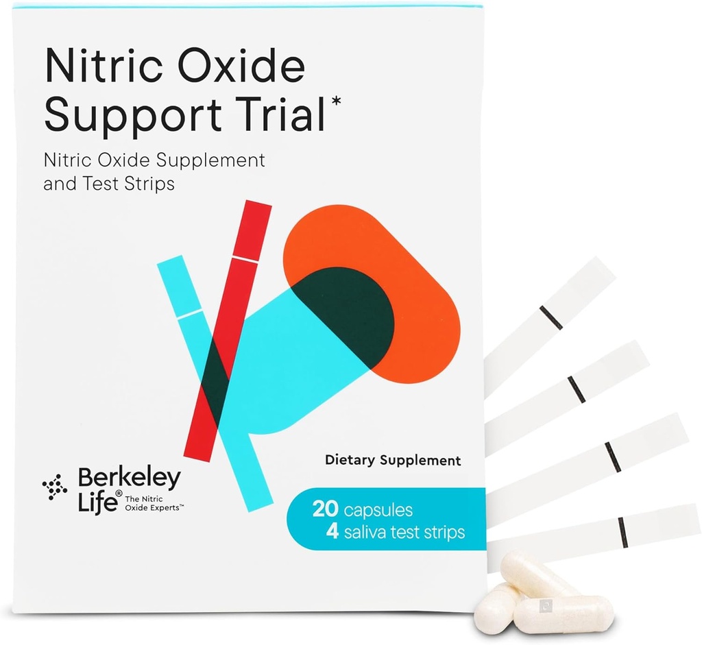 Berkeley Life Professional - Nitric Oxide Booster & Test Strips - 20 Day Capsules and 4 Test Strips - Trial Pack