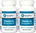 Βιταμίνη D3 Υψηλή ισχύς 5000 IU 100 Softgels ανά συσκευασία φιάλης των 2