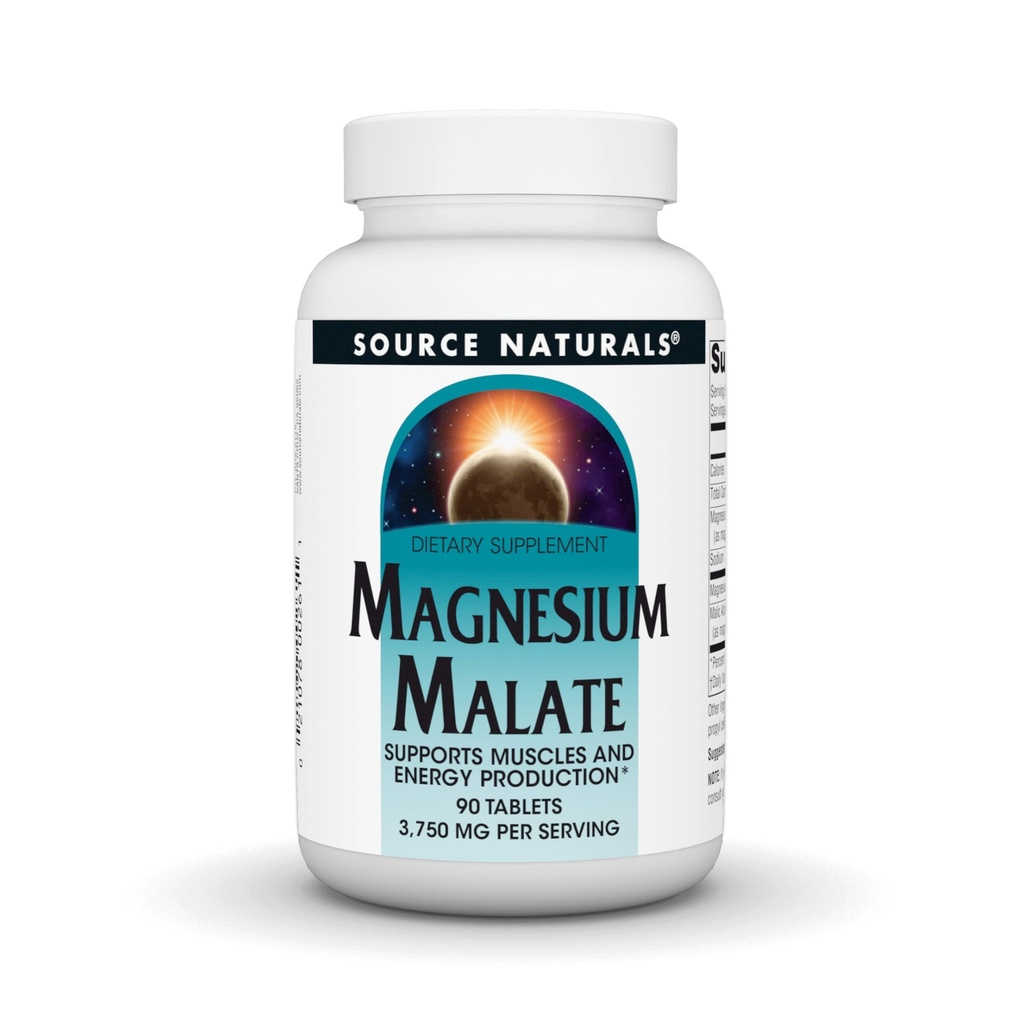 Πηγές Naturals Μαγνήσιο Μηλεϊκό, Υποστηρίζει τους μυς και την παραγωγή ενέργειας*, μη ΓΤΟ, χορτοφαγικό συμπλήρωμα μαγνησίου, 3.750 MG ανά υπηρεσία - 90 δισκία