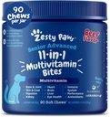 Zesty Paws Senior Dog Multivitamin Treats - Γλυκοζαμίνη για σκύλους + Digestive Enzymes & Probiotics - Βιταμίνες χωρίς σιτηρά και συμπληρώματα για δέρμα & παλτό + Ανοσοποιητικό βόειο κρέας - Advanced - 90ct