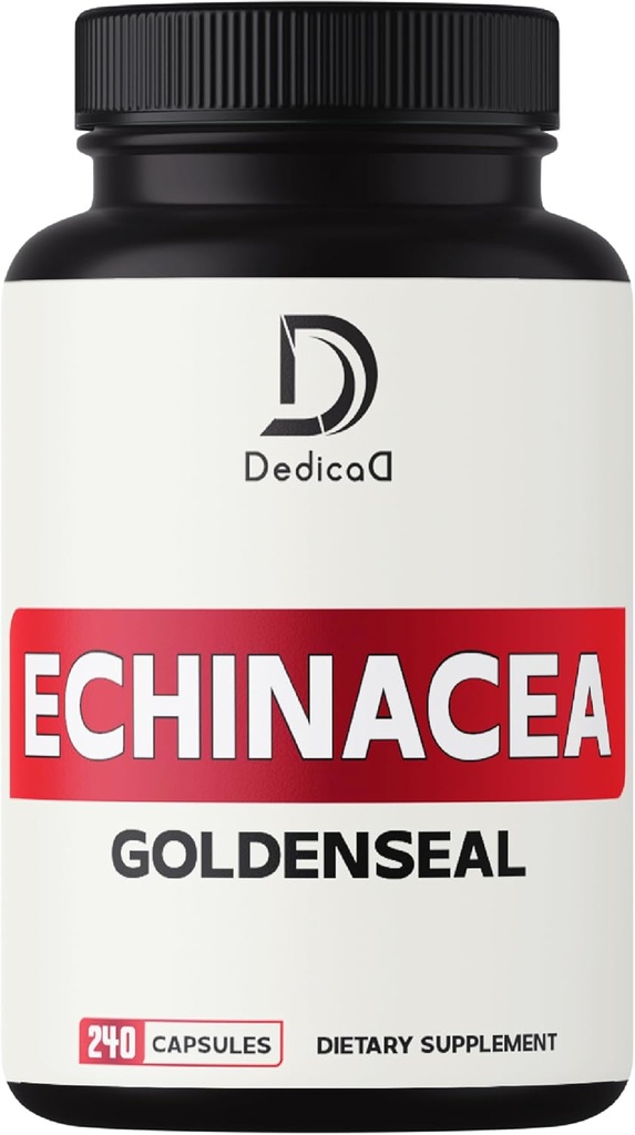 1000mg Echinacea Goldenseal Capsules- 240 Counts of 4 Month Supply - Support Immune System, Well-Being & Overal Health