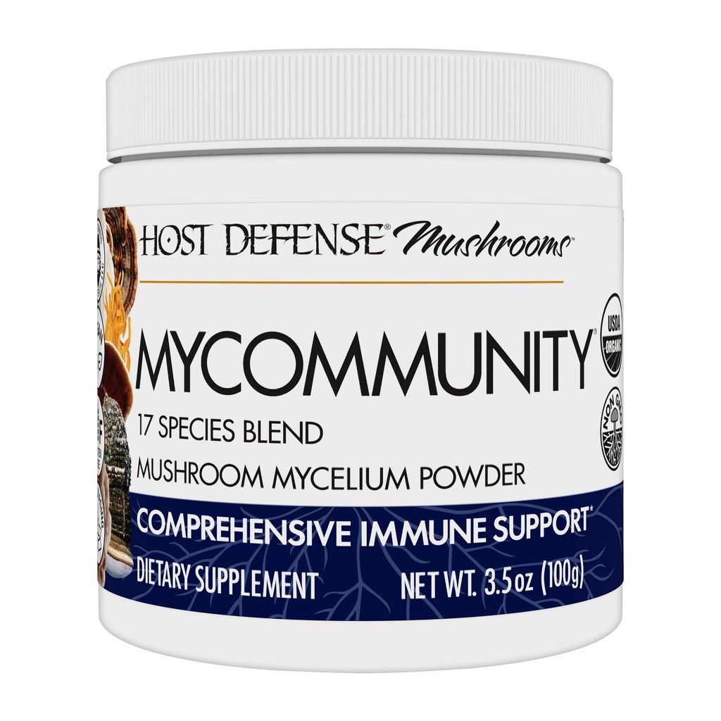 Άμυνα Οικοδεσπότης MyCommunity Powder - 17 Είδη Mushroom Blend συμπλήρωμα για την ανοσοποιητική υποστήριξη - Extract with Lion's Mane, Reishi, Chaga, Cordyceps, Turkey Tail & More - 100g (66 Servings)*