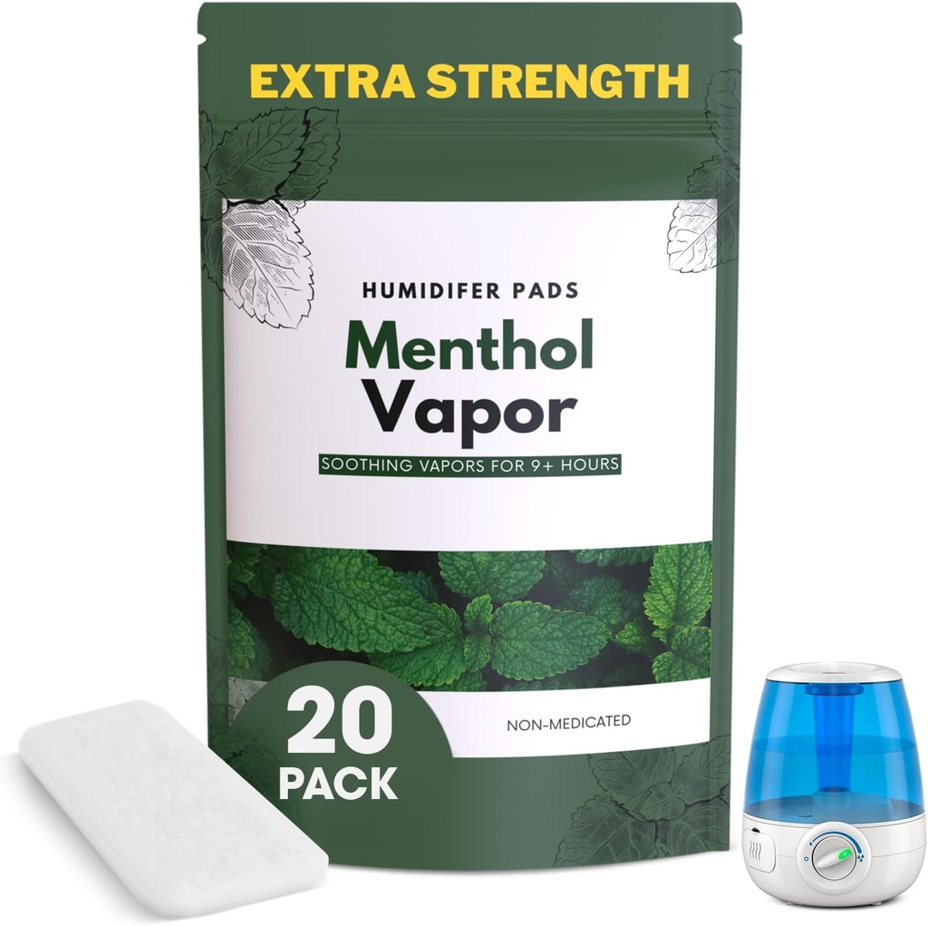 Επιπλέον δύναμη [20 Pack] Menthol Eucalyptus Humidifier Pads - Universal Vapor Pads για όλα τα Vks, Crane, άλλα μοντέλα - Vapopads Replacement - Natural Waterless Vaporizers Pads - Ψυχρά/Flu συμπτώματα