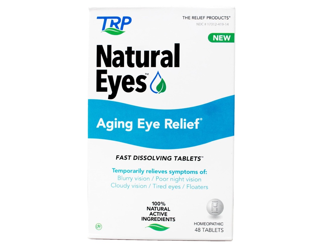 The Relief Products Natural Eyes Aging Eye Relief - 100% Natural Active Ingredients - Fast Dissolving Tablets for Eye Health, Poor Night Vision, Tired Eyes, Dryness and Rednes