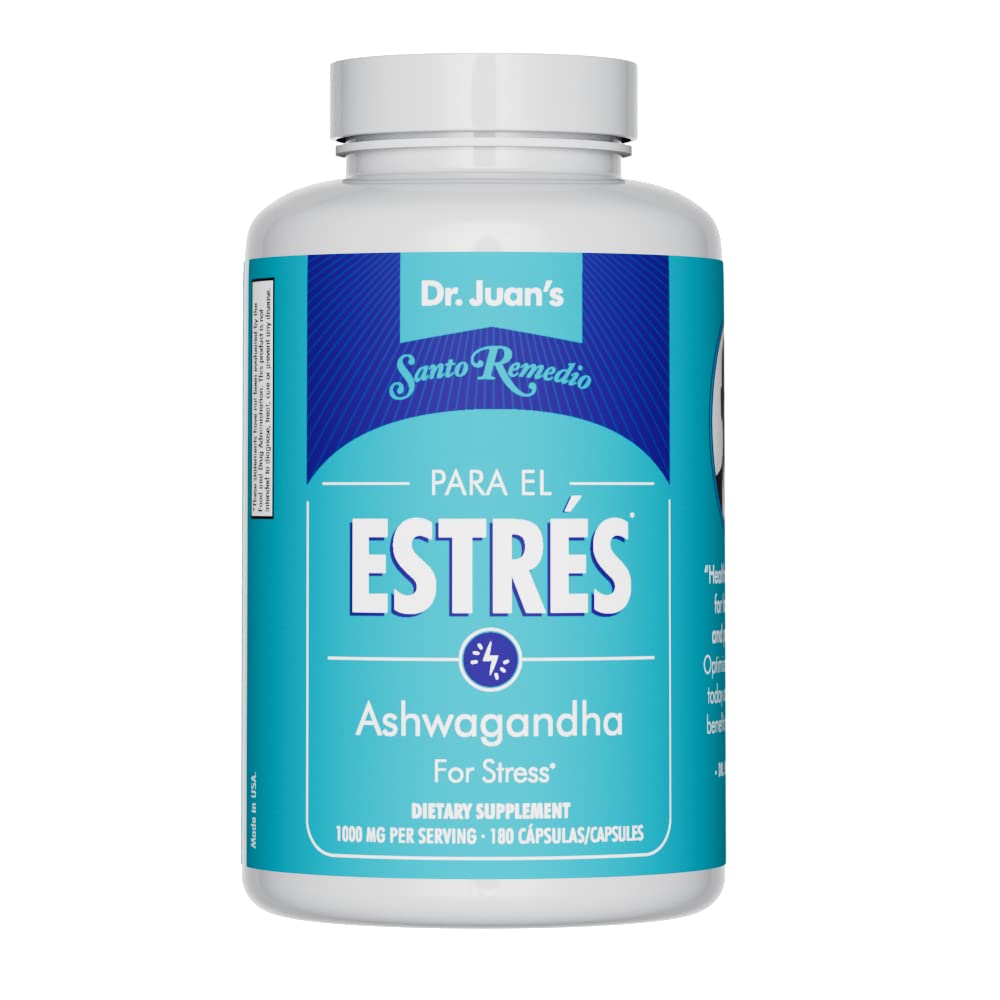 Santo Remedio Ashwagandha, Υποστήριξη στρες, Συμπλήρωμα διατροφής, 1000 mg ανά υπηρεσία, 180 κάψουλες, χωρίς τεχνητές γεύσεις, χωρίς τεχνητά χρώματα, ζάχαρη & νάτριο δωρεάν, χορτοφάγοι
