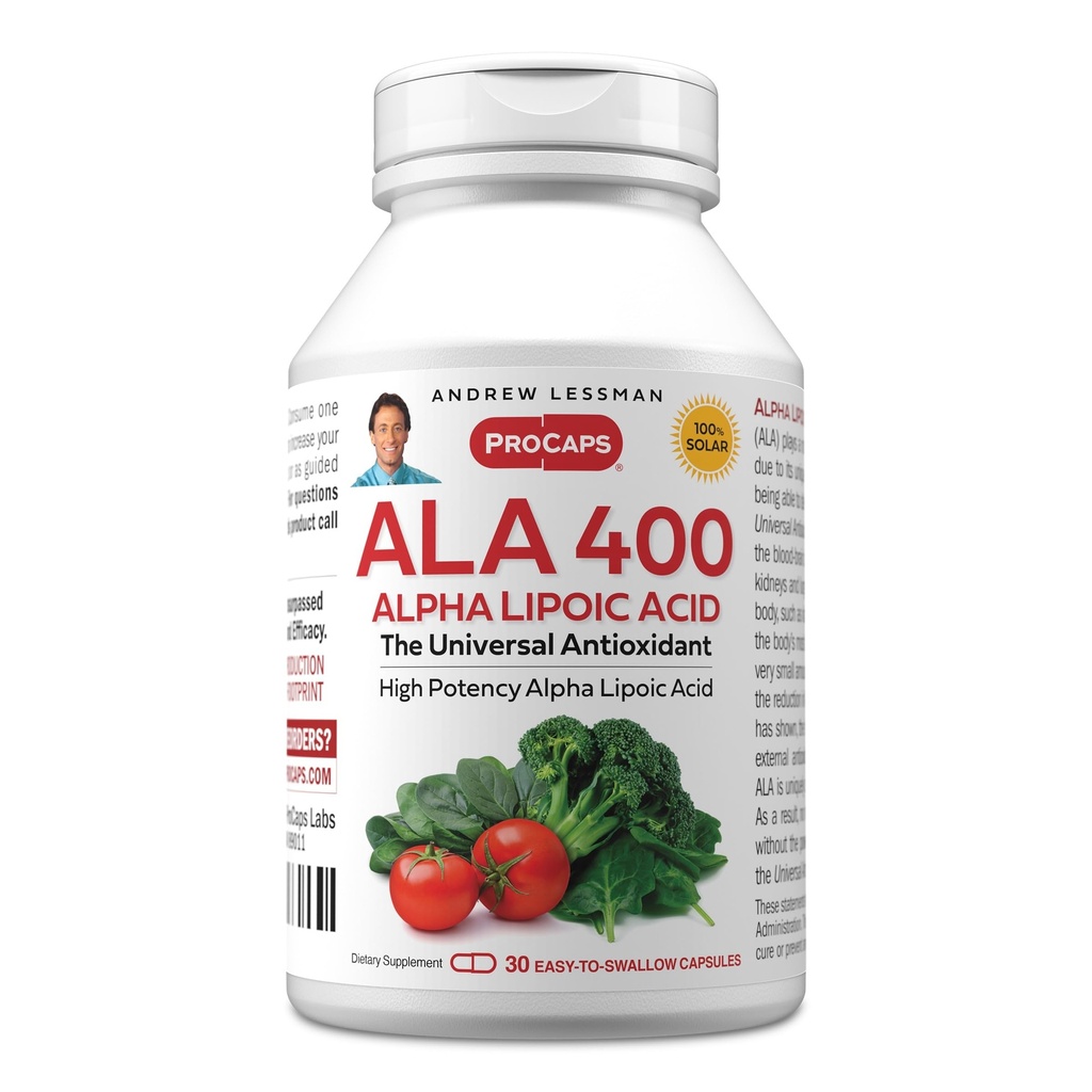 ANDREW LESSMAN Alpha Lipoic Acid ALA 400mg - 30 κάψουλες - Η καθολική αντι-αξιωτικό, Ultra-Υψηλή ισχύς, Δεν Πρόσθετα