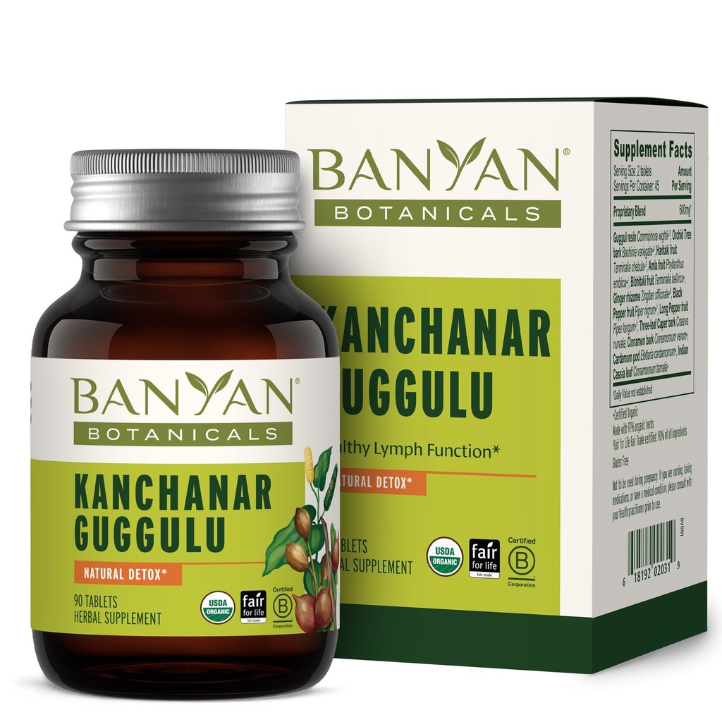 Banyan Botanicals Kanchanar Guggulu Tablets – Βιολογικό Lymp Supplement με Guggulu Resin – Προάγει την υγιή αποβολή των φυσικών τοξινών* – 90 Tablets – Μη- ΓΤΟ Βιώσιμα πηγάζει Vegan