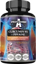 HEGEMONY Curcumin 95 + Piperine 302mg ανά καψάκιο, Υψηλής Αντοχής Εκχύλισμα Κουρμερικής Ρίζας 95%, 120 Κάψουλες Vegan, 4 Μήνες Προσφορά, για Βέλτιστη Πέψη και Ενισχυμένη Απορρόφηση