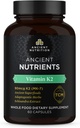 Ancient Nutrition Vitamin K2 Supplement, K2-90mcg K2, Adaptogenic Herbs, Enzyme Ενεργοποιημένο, Υποστηρίζει Καρδιαγγειακή λειτουργία, Παλαιό & Κετό Φιλικό, 60 κάψουλες