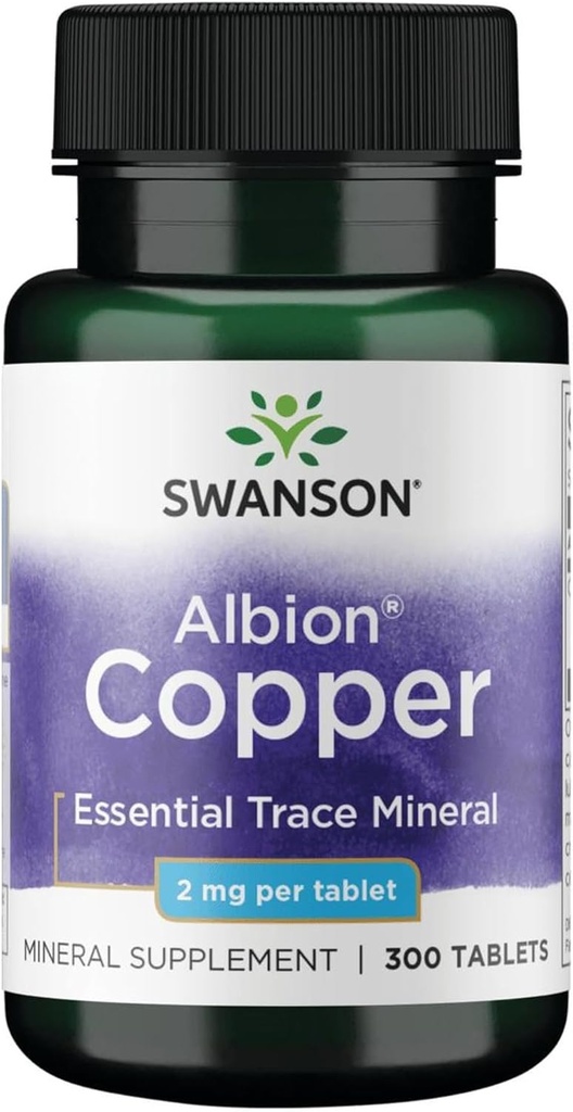 Swanson Copper Mineral Supplement - 2 mg (Χηλικός χαλκός) - Αντιοξειδωτικό, ανοσοποιητικό σύστημα και υποστήριξη κυττάρων - 300 δισκία