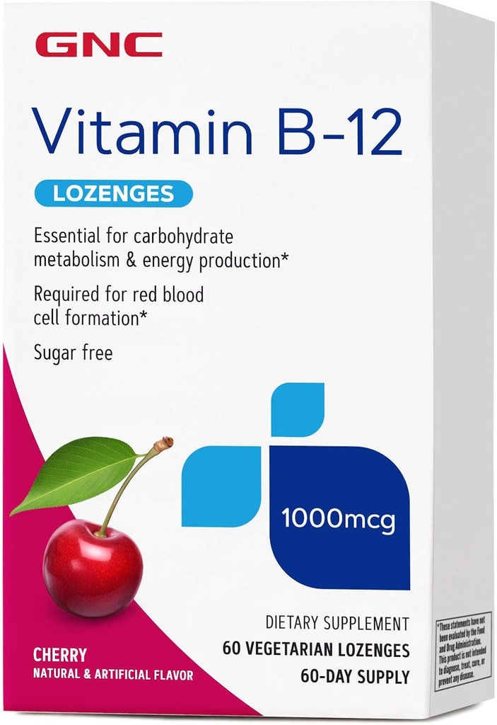 GNC Βιταμίνη B-12 1000 mcg Lozenges, Cherry, 60 Lozenges, 60 εξυπηρετούν