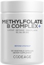 Codeage Methylfolate B Complex Supplements - 5 MTHF, Methylcobalamin 1000mcg Μεθυλοποιημένη Βιταμίνη Β12, Ριβοφλαβίνη, Βεταίνη, Βιταμίνες Β6, Κύκλος μεθυλίωσης MTHFR - 2 Μήνες - 120 Κάψουλες
