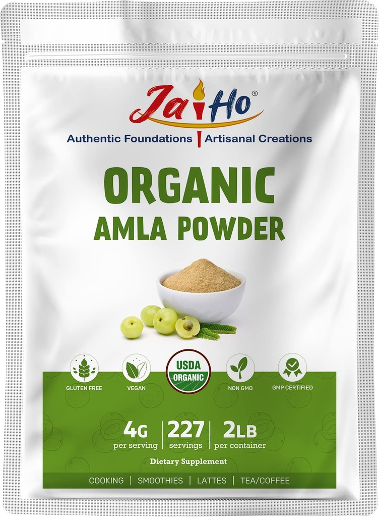Jai Ho Βιολογική σκόνη amla Berry (Amalaki), 2 LB - πλούσια σε αντιοξειδωτική βιταμίνη C 