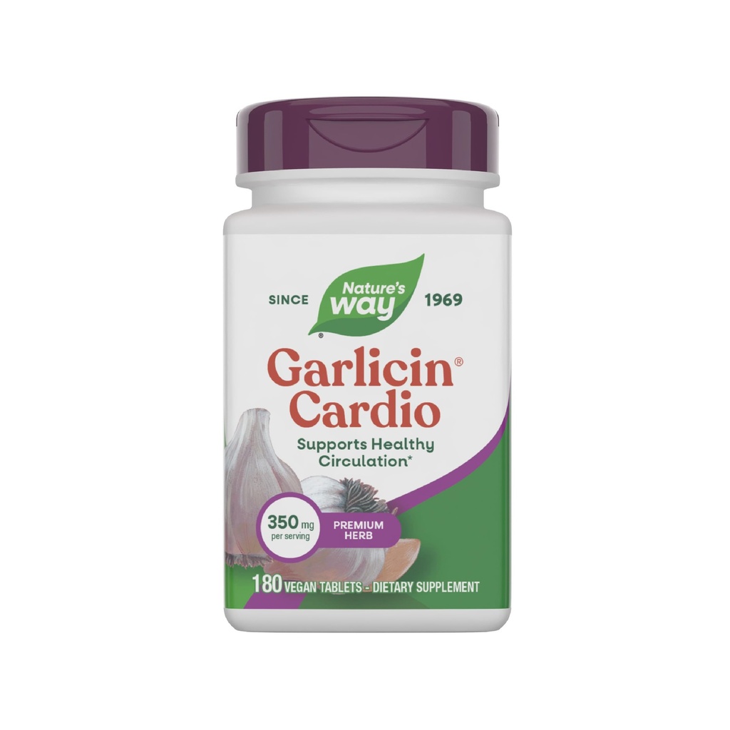 Τρόπος της φύσης Σκόρδο Cardio, Premium Herbal, Υποστηρίζει υγιή κυκλοφορία *, Χωρίς γεύση σκόρδο, Vegan συμπλήρωμα σκόρδου, 180 δισκία (συσκευασία Μαΐου Vary)