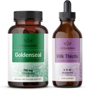 HERBAMAMA Goldenseal and Milk Thittle Kit - Bundle των 700 mg Goldenseal Root Capses and Milk Thittle Ticture 2 fl oz - Vegan, Μη ΓΤΟ, Ζάχαρη & Χωρίς Αλκοόλ - 2 Pack