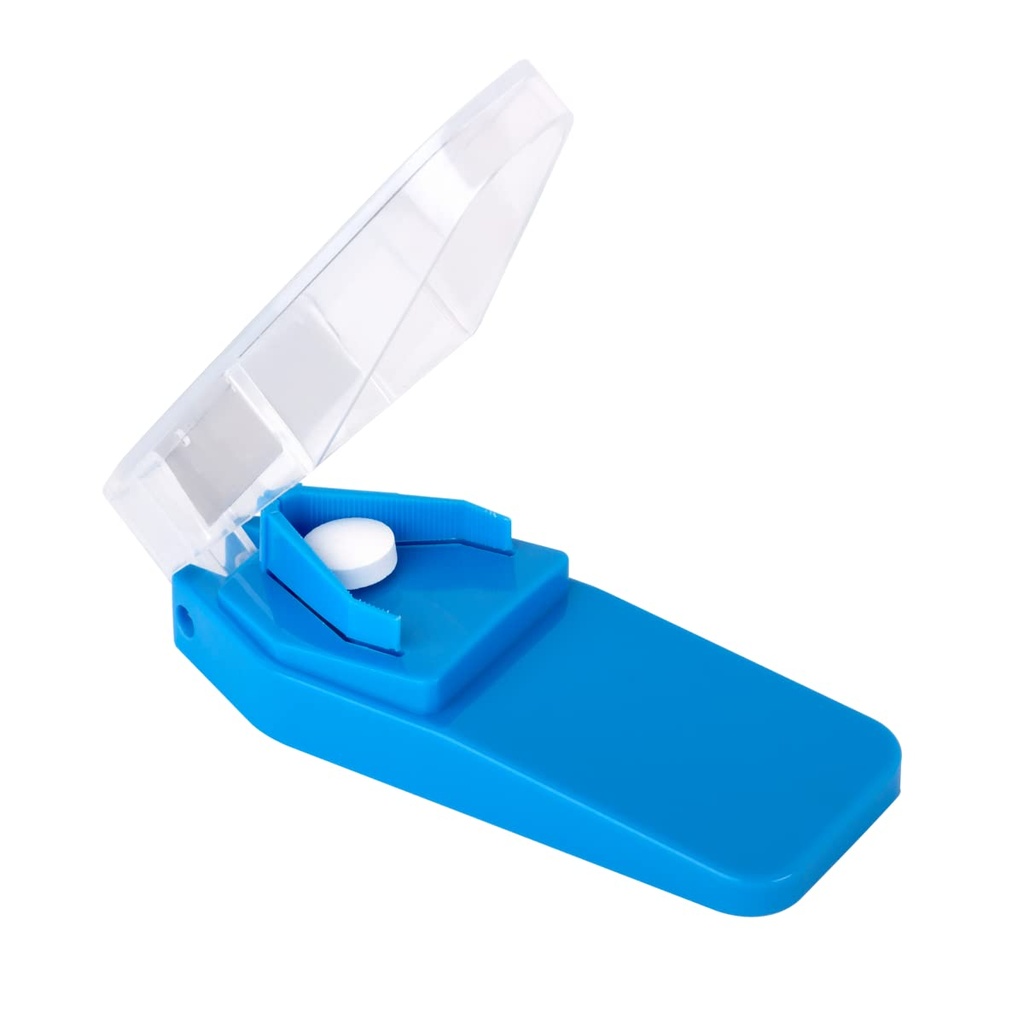 EZY DOSE Κοπτικό χαπιών και Splitter, Κόβει με ασφάλεια μεγάλα, μικρά και μικροσκοπικά χάπια, βιταμίνες, δισκία στη μέση, Ακριβής εύκολη κοπή, Ανοξείδωτη λεπίδα, Ταξιδίου μεγέθους, Εύκολο στη χρήση, Χρώμα Μαΐου Vary, BPA Δωρεάν