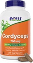 NOW Τρόφιμα Cordyceps 750mg 200 Veg Caps - Βιολογικό Cordycep Sinensis Μυκήλιο Mushroom σε Μη Οργανικές Κάψουλες - Vegan, Μη ΓΤΟ