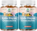 Παιδιά Focus Gummies - Nootropics Συμπλήρωμα υποστήριξης εγκεφάλου για τα παιδιά με εκχύλισμα πράσινου τσαγιού, B6 & B12 Βιταμίνες για τη μνήμη και το εγκεφαλικό Focus - Φυτικές Μάσα Συγκέντρωσης για τα παιδιά - 90 Count - 2 Pack