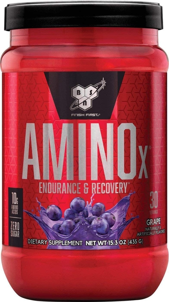 BSN Amino X σε σκόνη αποκατάστασης & αντοχής μυών με BCAAs, 10 γραμμάρια αμινοξέων, Keto Friendly, Caffeine Free, Υποστηρίξτε την αντοχή, Zero Sugar, Grape, 30 μερίδες (Packaging May Vary)