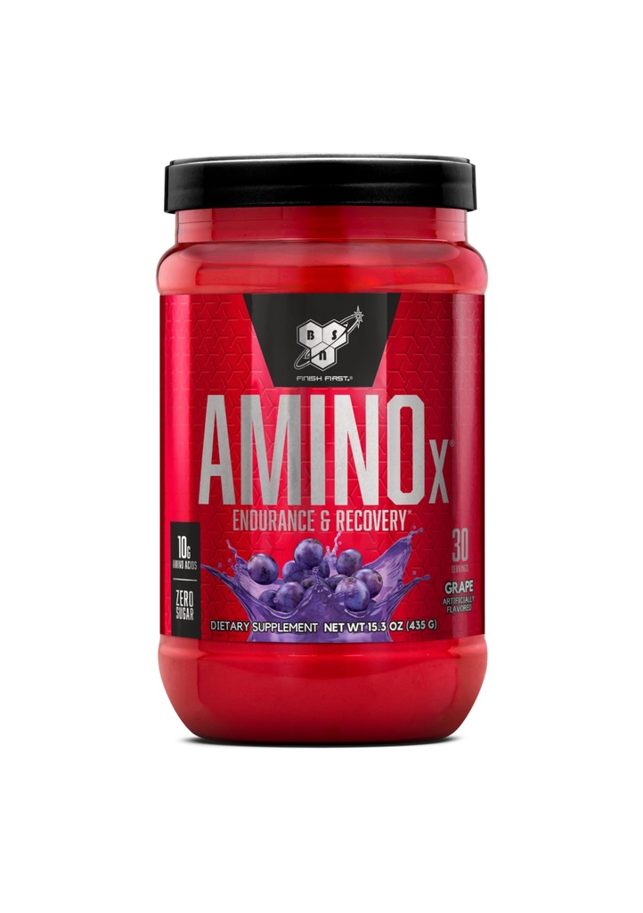 BSN Amino X σε σκόνη αποκατάστασης & αντοχής μυών με BCAAs, 10 γραμμάρια αμινοξέων, Keto Friendly, Caffeine Free, Υποστηρίξτε την αντοχή, Zero Sugar, Grape, 30 μερίδες (Packaging May Vary)