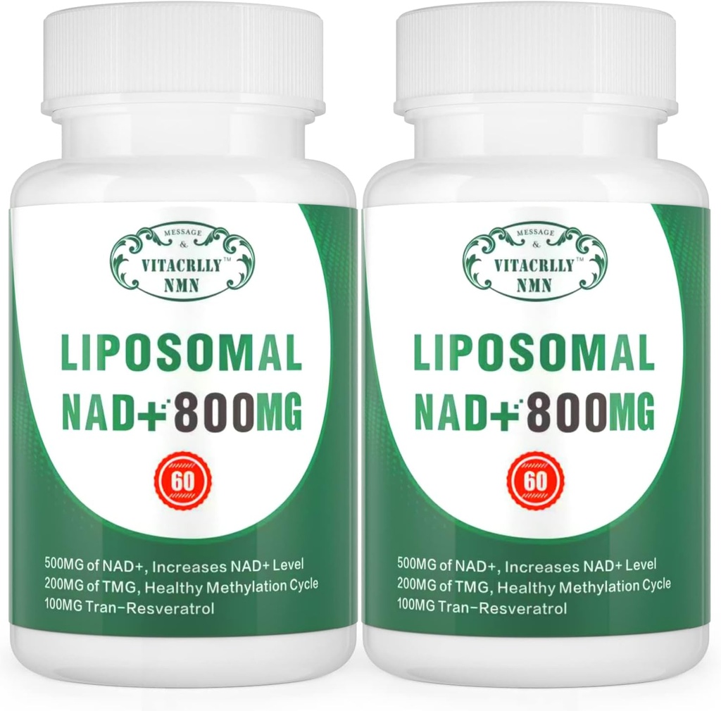 NAD+ συμπλήρωμα Liposomal NAD+ Plus 800MG Νικοτιναμίδη Ριβοζίδιο Εναλλακτική για την ενέργεια των κυττάρων, την υγιή γήρανση και την επισκευή μυών 120 κάψουλες (πακέτο του 2)