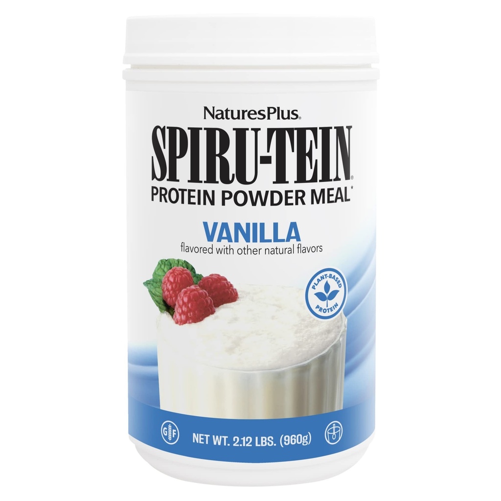 NaturesPlus SPIRU-TEIN, Βανίλια - 2,12 λίβρες - Spirulina Protein Powder - Βιταμίνες & Ορυκτά για την Ενέργεια - Χορτοφαγικά, Χωρίς Γλουτένη - 32 Σερβιέτες