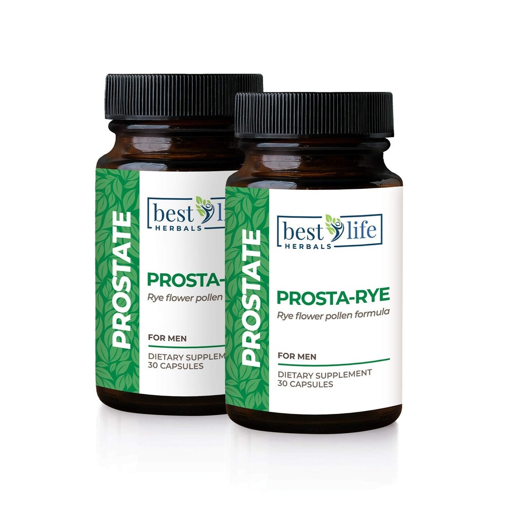 Best Life Herbals Prosta-Rye - Natural Prostate συμπλήρωμα για τους άνδρες που βιώνουν μια διευρυμένη Prostate, συχνή ούρηση, υπερδραστήρια Bladder - 2 μπουκάλια, 60 κάψουλες