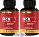 2 Pack Iron Supplement – Πολύ απορροφήσιμες κάψουλες διγλυκινικό σίδηρο για ενήλικες, 120-Day Supply, Vegan, μη-GMO, Gluten-free, υποστηρίζει την ενέργεια και τη συνολική ευεξία