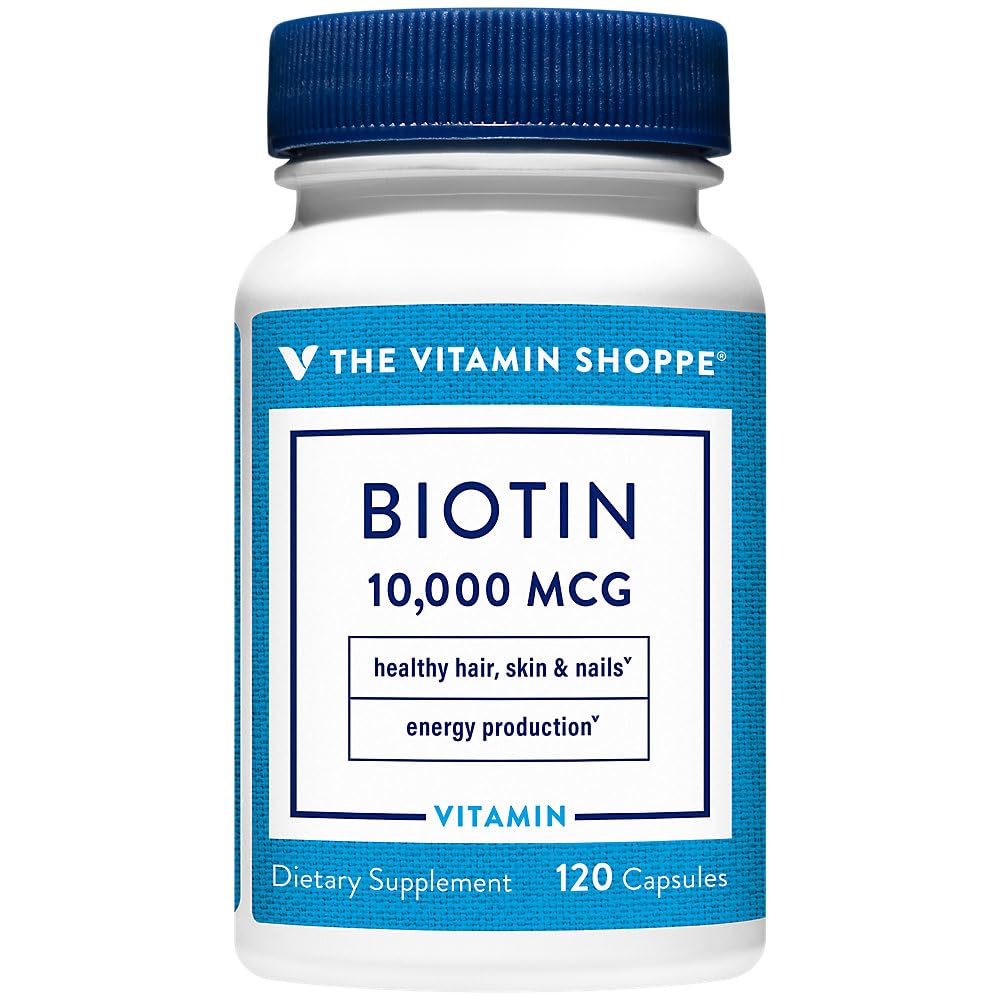 The Vitamin Shoppe Biotin 1,000MCG - Hair Growth, Skin Health & Nail Strength Support, High Potency B Vitamin (120 Capsules)