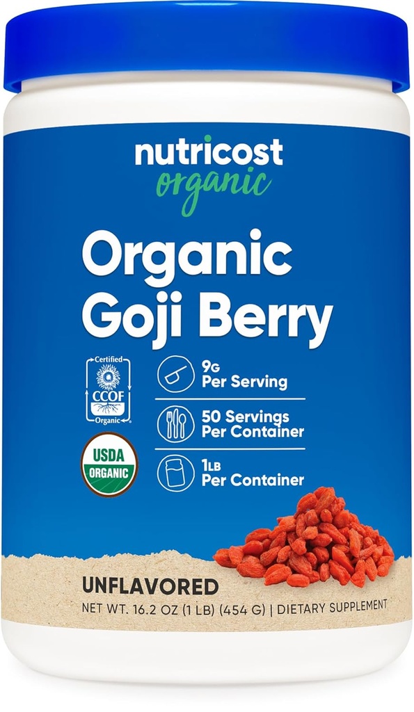 Nutricost Organic Goji Berry Powder (1lb) - USDA Certified Organic, Χωρίς Γλουτένη, Μη ΓΤΟ, Χορτοφαγικά