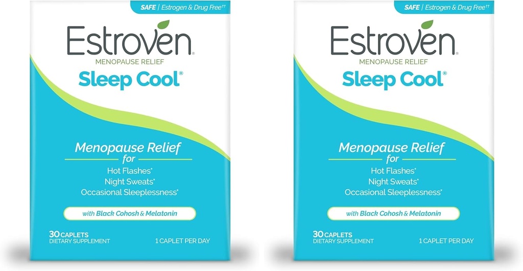 Estroven Sleep Cool για την ανακούφιση της εμμηνόπαυσης, 30 Ct, συμπλήρωμα υποστήριξης ύπνου με κλινικά αποδεδειγμένα συστατικά για να ανακουφίσει τα συμπτώματα εμμηνόπαυσης συν νυχτερινά ιδρώματα & καυτή ανακούφιση Flash, χωρίς φάρμακα και χωρίς γλουτένη