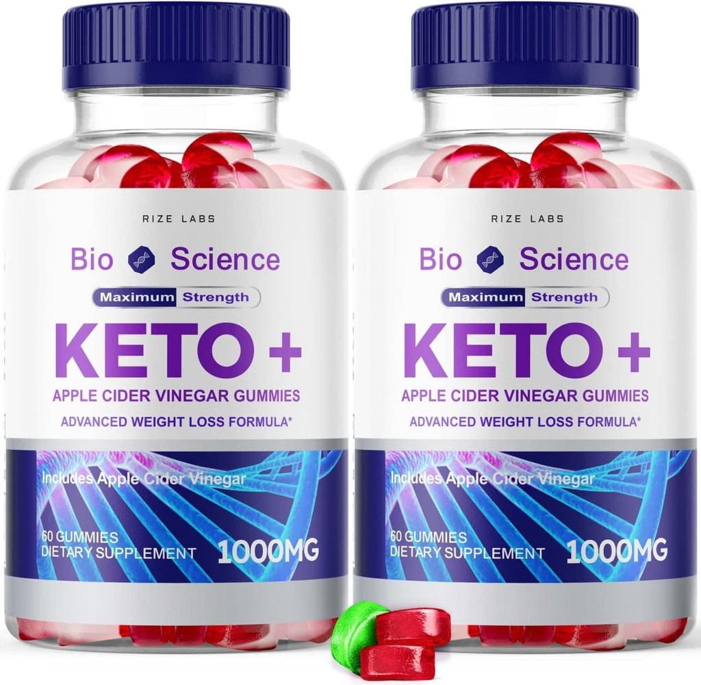 rize labs - Bio Science Keto Plus Gummies για απώλεια βάρους, επιπλέον δύναμη, Advanced Formula Περιλαμβάνει μηλίτη μηλίτη gummies (120 Gummies) (Pack of 2)