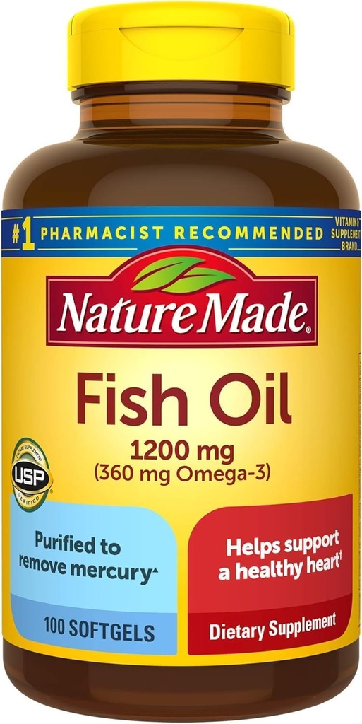 Fish Oil 1200mg, 100 Softgels, Fish Oil Omega 3 συμπλήρωμα για την υγεία της καρδιάς