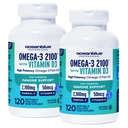 Oceanblue Professional Omega-3 2100 με βιταμίνη D3 – 120 ct - 2pack – Triple Strength Burpless Fish Oil Supplement with High-Potency EPA, DHA, DPA και βιταμίνη D3 – Wild-Caught – Orange Flavor