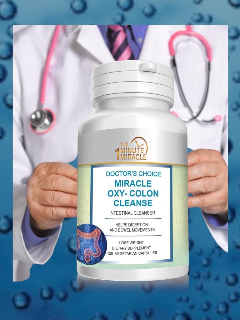 Miracle Oxy-Colon Intestinal Cleanser & Total Body Detox - Constipation Relief for Women & Men, Magnesium Oxide. Relieves Occasional Constipation and Bloating. 120 Capsules