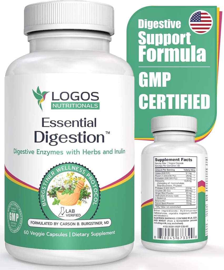 Essential Digestion 90 Veggie Caps - Digestive Ένζυμα για τη βελτίωση της Digestive και της υγείας και ανακούφισης της πέψης - για άνδρες και γυναίκες