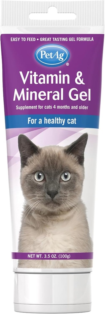 PetAg Vitamin & Mineral Gel συμπλήρωμα για γάτες - 3,5 oz - Παρέχει βασικές ημερήσιες βιταμίνες & ορυκτά για γάτες 4 μήνες και μεγαλύτερα - εύκολο να digest