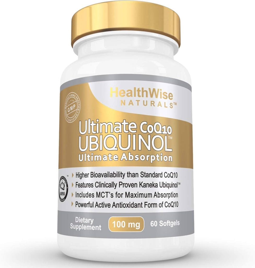 Ultimate CoQ10 UBIQUINOL 100mg - Πάνω από 4X Αποτελεσματικό: Μέγιστη Απορρόφηση & Ικανότητα - Non-GMO/Soy Free - Kaneka Ubiquinol - 60 Liquid Softgels