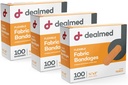 Dealmed Ύφασμα Ευέλικτες Αυτοκόλλητες Επιδέσμους – 100 Count (3 Pack) Επιδέσμους με μη Stick Pad, Latex Δωρεάν, Περιποίηση Τραυμάτων για το Κιτ Πρώτων Βοηθειών, 3" x 3/4"
