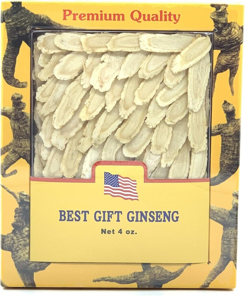 Βαθμός A+ Χέρι Επιλεγμένο American Ginseng Slice Medium 4oz Τετραγωνίδιο 