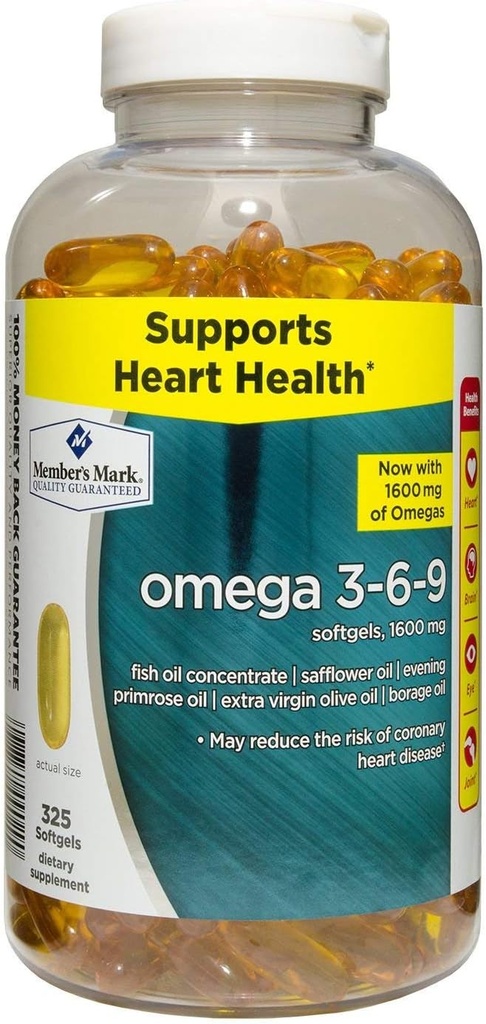 Μαρκ Ωμέγα 3, 6, 9 Συμπλήρωμα Διατροφής 1600 Mg, Μαλακά Τζελ, 325Count